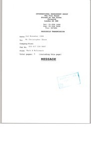 Fax from Mark H. McCormack to Christopher Skase