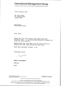Letter from Mark H. McCormack to Jane Asher