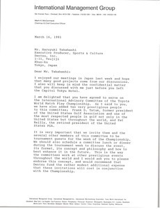 Letter from Mark H. McCormack to Haruyuki Takahashi