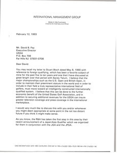 Letter from Mark H. McCormack to David B. Fay