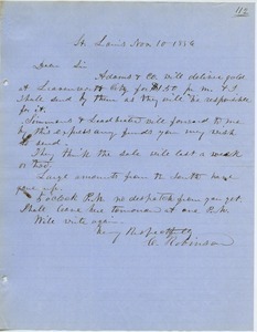 Letter from Charles Robinson to unidentified correspondent