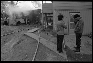 Man in anguish after learning that his garage was gutted by fire, and the family's cat was trapped inside