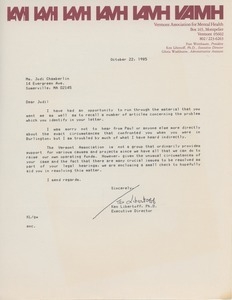 Letter from Ken Libertoff to Judi Chamberlin