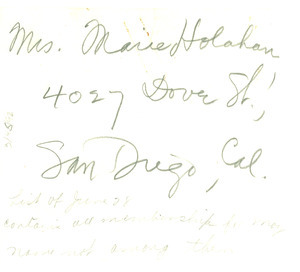 Address of Mrs. Marie Holahan