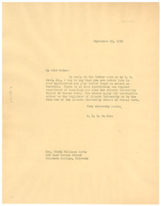 Letter from W. E. B. Du Bois to Edith Williams Davis