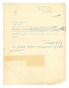 Letter from Miss W. M. King to Crisis