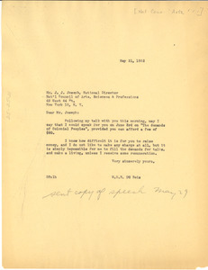 Letter from W. E. B. Du Bois to National Council of the Arts, Sciences and Professions