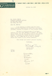 Letter from National Guardian to W. E. B. Du Bois