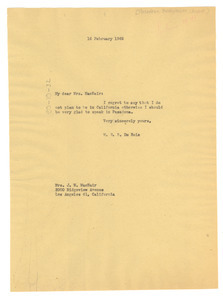 Letter from W. E. B. Du Bois to Pasadena Presbyterian Church