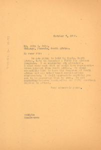 Letter from W. E. B. Du Bois to John L. Dube