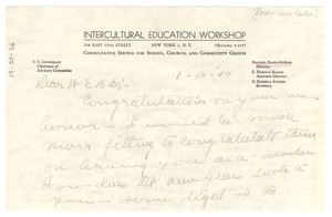 Letter from Rachel Davis DuBois to W. E. B. Du Bois