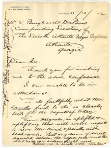Letter from DeCourcy W. Thom to W. E. B. Du Bois