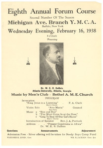 Advertisement for lecture given to Young Men's Christian Association