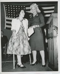 Mrs. H. Lawrence Bogert with client at graduation exercises