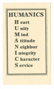 Humanics Volunteer Card (1998)