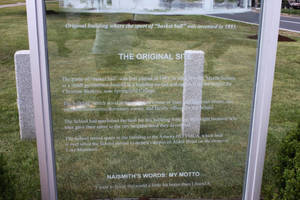 The Original Site of Basketball Panel in the Monument to the First Game of Basketball on Mason Square, 2011