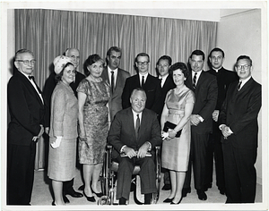 Mary Collins and Mayor John F. Collins with unidentified men and women