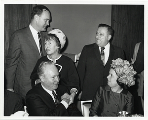 Mayor John F. Collins and Mary Collins with three unidentified individuals