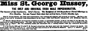 Miss St. George Hussey, The Only and Original Irish Male Impersonator
