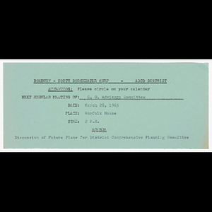 Notice of advisory committee meeting to be held March 28, 1963