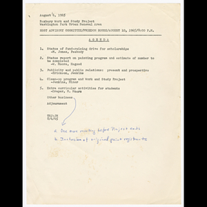 Agenda for Host Advisory Committee meeting on August 10, 1965