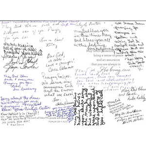 Sympathy card from Friendship Stateline Freewill Baptist Church in Taft, Tennessee to the city of Boston