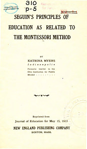 Seguin's principles of education as related to the Montessori method