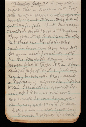 Thomas Lincoln Casey Notebook, March 1895-July 1895, 143, Wednesday July 31