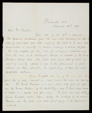 Thomas Lincoln Casey to Henry W. Bingham, November 29, 1878