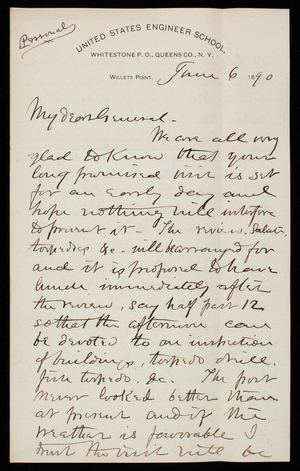 [William] R. King to Thomas Lincoln Casey, June 6, 1890