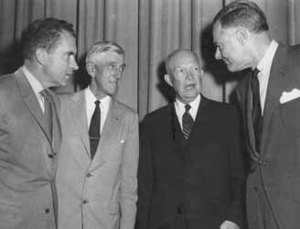 Richard Nixon, Leverett Saltonstall, Dwight Eisenhower, and Henry Cabot Lodge