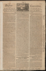 The Boston-Gazette, and Country Journal, 24 October 1768