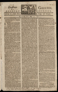 The Boston-Gazette, and Country Journal, 11 May 1772