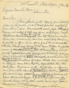 Letter from Benjamin Smith Lyman to Edward S. Morse