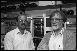 Louis Carpino (right) and unidentified colleague in the lab