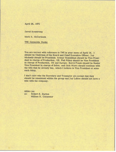 Memorandum from Mark H. McCormack to David Armstrong