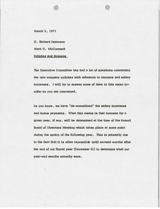 Memorandum from Mark H. McCormack to H. Richard Isaacson