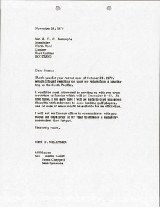 Letter from Mark H. McCormack to A. D. C. Burroughs