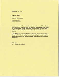 Memorandum from Mark H. McCormack to David A. Rees