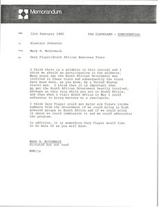 Memorandum from Mark H. McCormack to Alastair Johnston