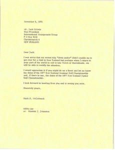 Letter from Mark H. McCormack to Jack Urlwin