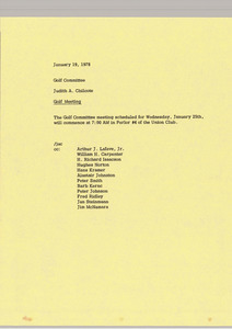 Memorandum from Judith A. Chilcote to golf committee