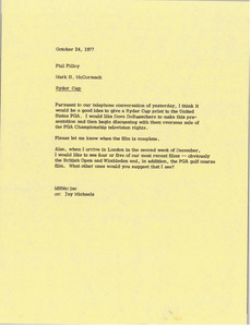 Memorandum from Mark H. McCormack to Phil Pilley