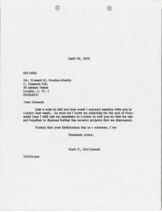 Letter from Mark H. McCormack to Howard M. Gordon-Martin