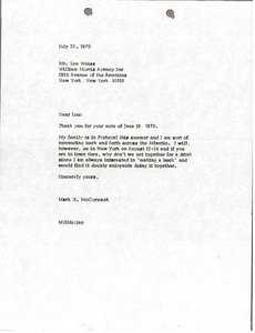 Letter from Mark H. McCormack to Lou Weiss