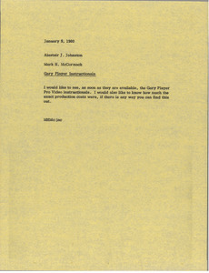 Memorandum from Mark H. McCormack to Alastair J. Johnston