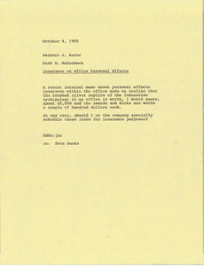 Memorandum from Mark H. McCormack to Barbara Kernc