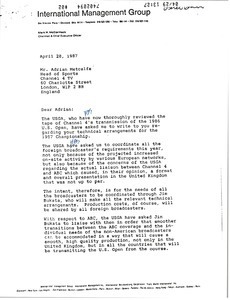 Letter from Mark H. McCormack to Adrian Metcalfe