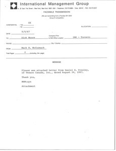 Fax from Mark H. McCormack to Dick Moore