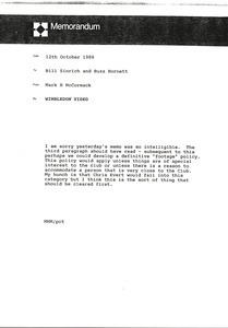 Memorandum from Mark H. McCormack to Bill Sinrich and Buzz Hornett